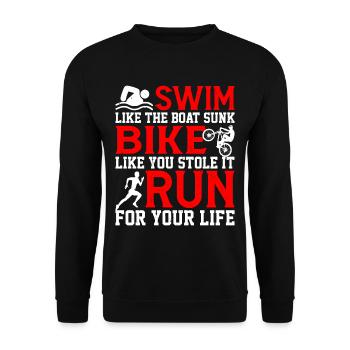 Swim Like The Boat Sunk, Bike Like You Stole It 2 - Unisex Sweatshirt - black - Front - Alina (178cm) & Michal (187cm)