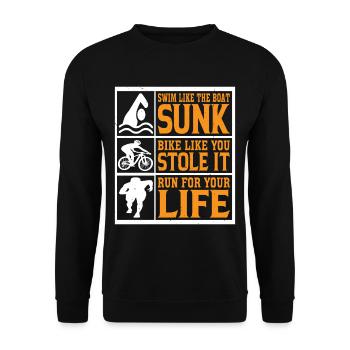 Swim Like The Boat Sunk, Bike Like You Stole It 3 - Unisex Sweatshirt - black - Front - Alina (178cm) & Michal (187cm)