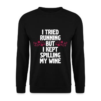 I Tried Running But I Kept Spilling My Wine - Unisex Sweatshirt - black - Front - Alina (178cm) & Michal (187cm)