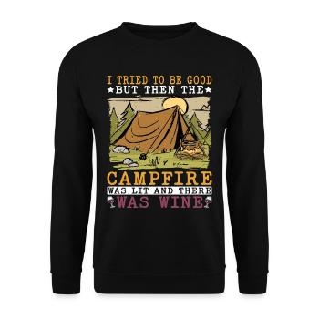 But Then The Campfire Was Lit - Unisex Sweatshirt - black - Front - Alina (178cm) & Michal (187cm)