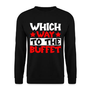 Which Way To The Buffet 32 - Unisex Pullover - Schwarz - Vorne - Alina (178cm) & Michal (187cm)