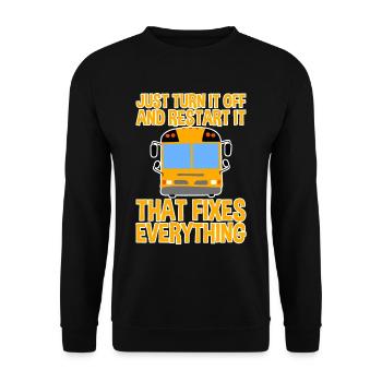 Just Turn It Off And Restart It 2 - Unisex Pullover - Schwarz - Vorne - Alina (178cm) & Michal (187cm)