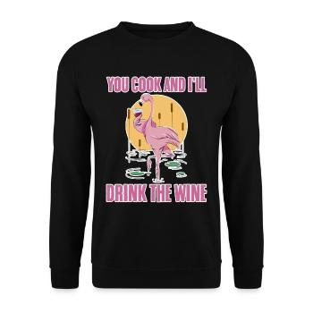 You Cook And I'll Drink The Wine 2 - Unisex Pullover - Schwarz - Vorne - Alina (178cm) & Michal (187cm)