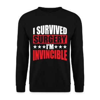 J’ai survécu à l’opération, je suis invincible 5 - Sweat-shirt Unisexe - noir - Devant - Alina (178cm) & Michal (187cm)