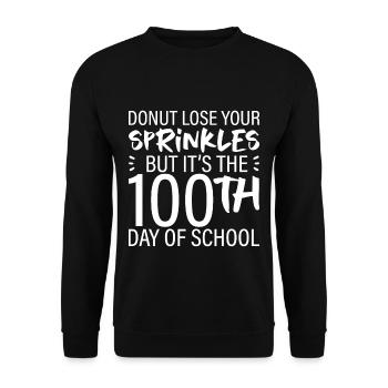 Donut Lose Your Sprinkles 100e jour d’école 2 - Sweat-shirt Unisexe - noir - Devant - Alina (178cm) & Michal (187cm)