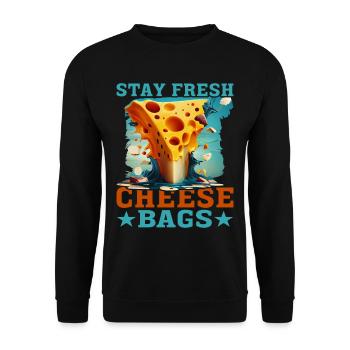 Stay Fresh Cheese Bags 48 - Unisex Sweatshirt - black - Front - Alina (178cm) & Michal (187cm)