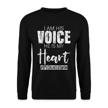 I Am His Voice, He Is My Heart #specialneedsmom 3 - Unisex Pullover - Schwarz - Vorne - Alina (178cm) & Michal (187cm)