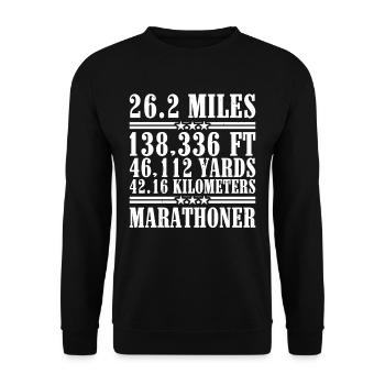 26.2 miles 138,336 ft 46,112 yards 42.16 km 4 - Unisex Sweatshirt - black - Front - Alina (178cm) & Michal (187cm)