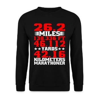 26.2 miles 138,336 ft 46,112 yards 42.16 km - Unisex Sweatshirt - black - Front - Alina (178cm) & Michal (187cm)