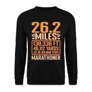 26,2 milles 138 336 pi 46 112 verges 42,16 km 3 - Sweat-shirt Unisexe - noir - Devant - Alina (178cm) & Michal (187cm)