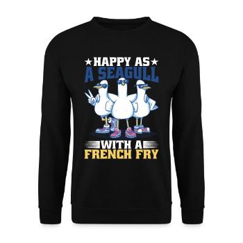 Happy As A Seagull With A French Fry - Unisex Sweatshirt - black - Front - Alina (178cm) & Michal (187cm)