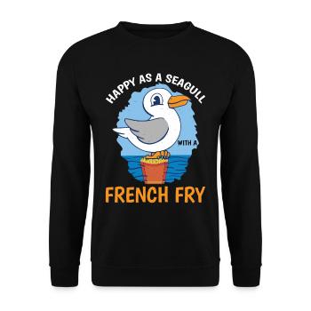 Heureux comme une mouette avec une frite 3 - Sweat-shirt Unisexe - noir - Devant - Alina (178cm) & Michal (187cm)