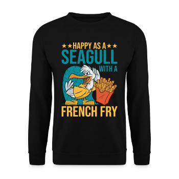 Heureux comme une mouette avec une frite 2 - Sweat-shirt Unisexe - noir - Devant - Alina (178cm) & Michal (187cm)
