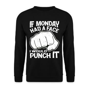 Si Monday avait un visage, je le frapperais 2 - Sweat-shirt Unisexe - noir - Devant - Alina (178cm) & Michal (187cm)
