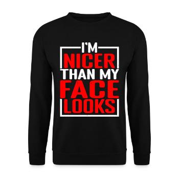 Je suis plus beau que mon visage n’en a l’air - Sweat-shirt Unisexe - noir - Devant - Alina (178cm) & Michal (187cm)