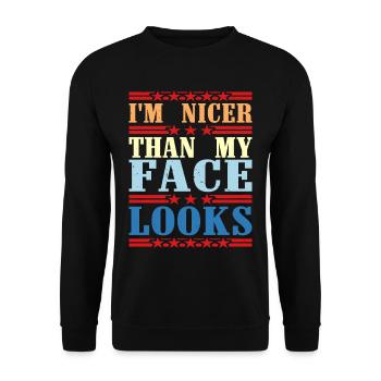 Je suis plus beau que mon visage n’en a l’air 2 - Sweat-shirt Unisexe - noir - Devant - Alina (178cm) & Michal (187cm)
