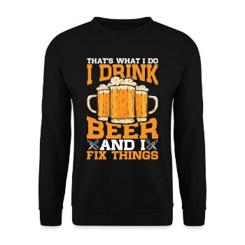 C’est ce que je fais, je bois de la bière et je répare les choses 3 - Sweat-shirt Unisexe - noir - Devant - Alina (178cm) & Michal (187cm)