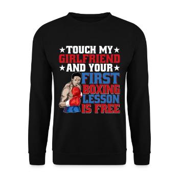 Touch My Girl And Your First Boxing Is Free 2 - Unisex Pullover - Schwarz - Vorne - Alina (178cm) & Michal (187cm)