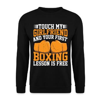 Touch My Girl And Your First Boxing Is Free 3 - Unisex Pullover - Schwarz - Vorne - Alina (178cm) & Michal (187cm)