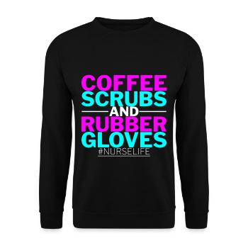 Gommages à café et gants en caoutchouc #nurselife 2 - Sweat-shirt Unisexe - noir - Devant - Alina (178cm) & Michal (187cm)