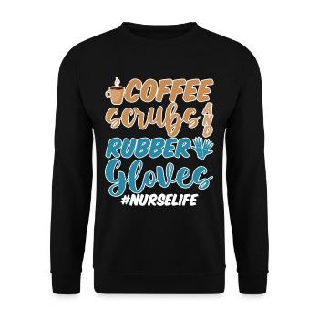 Gommages à café et gants en caoutchouc #nurselife 4 - Sweat-shirt Unisexe - noir - Devant - Alina (178cm) & Michal (187cm)