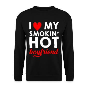 I Love My Smokin' Hot Boyfriend 2 - Unisex Pullover - Schwarz - Vorne - Alina (178cm) & Michal (187cm)