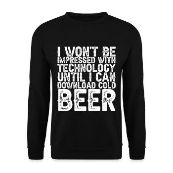 Until I Can Download Cold Beer 3 - Unisex Pullover - Schwarz - Vorne - Alina (178cm) & Michal (187cm)