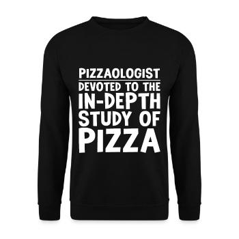 Pizzaologist, To The In-Depth Study Of Pizza - Unisex Sweatshirt - black - Front - Alina (178cm) & Michal (187cm)
