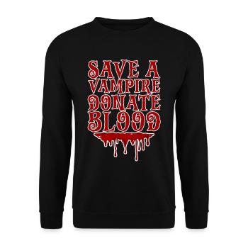 Save A Vampire, Donate Blood 2 - Unisex Pullover - Schwarz - Vorne - Alina (178cm) & Michal (187cm)