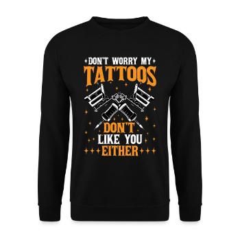 Ne t’inquiète pas mes tatouages ne t’aiment pas non plus 3 - Sweat-shirt Unisexe - noir - Devant - Alina (178cm) & Michal (187cm)