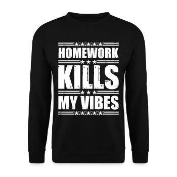 Homework Kills My Vibes 2 - Unisex Sweatshirt - black - Front - Alina (178cm) & Michal (187cm)
