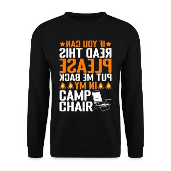 Please Put Me Back In My Camp Chair - Unisex Sweatshirt - black - Front - Alina (178cm) & Michal (187cm)