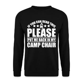 Please Put Me Back In My Camp Chair 4 - Unisex Sweatshirt - black - Front - Alina (178cm) & Michal (187cm)