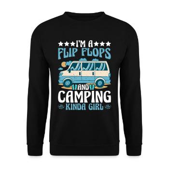 Je suis une fille de Flip Flops et de Camping - Sweat-shirt Unisexe - noir - Devant - Alina (178cm) & Michal (187cm)