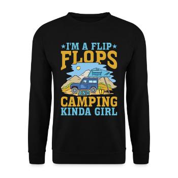 Je suis une Flip Flops et Camping Kinda Girl 3 - Sweat-shirt Unisexe - noir - Devant - Alina (178cm) & Michal (187cm)