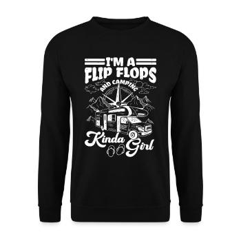 Je suis une Flip Flops Et Camping Kinda Girl 2 - Sweat-shirt Unisexe - noir - Devant - Alina (178cm) & Michal (187cm)