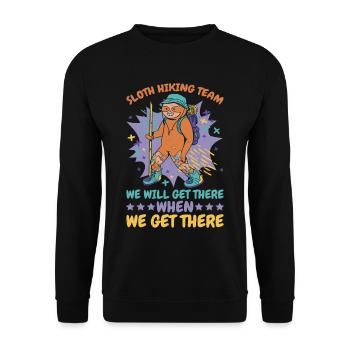 Sloth Hiking Team, Get There When We Get There 2 - Unisex Pullover - Schwarz - Vorne - Alina (178cm) & Michal (187cm)