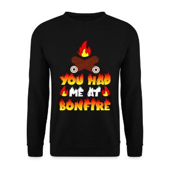 You Had Me At Bonfire 3 - Unisex Sweatshirt - black - Front - Alina (178cm) & Michal (187cm)