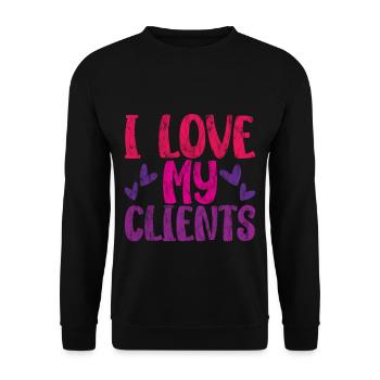 I Love My Clients 3 - Unisex Pullover - Schwarz - Vorne - Alina (178cm) & Michal (187cm)