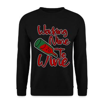 Working Nine To Wine 4 - Unisex Sweatshirt - black - Front - Alina (178cm) & Michal (187cm)