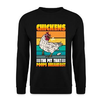 Chickens, The Pet That Poops Breakfast 2 - Unisex Sweatshirt - black - Front - Alina (178cm) & Michal (187cm)