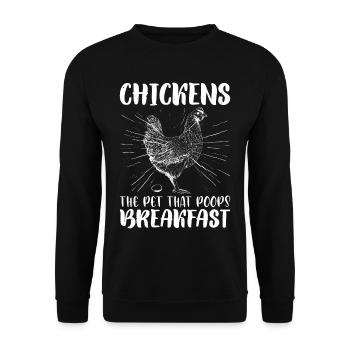 Chickens, The Pet That Poops Breakfast 3 - Unisex Pullover - Schwarz - Vorne - Alina (178cm) & Michal (187cm)