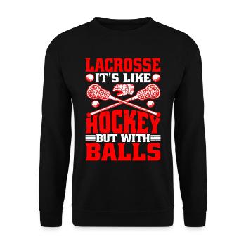 La crosse, c’est comme le hockey mais avec des balles - Sweat-shirt Unisexe - noir - Devant - Alina (178cm) & Michal (187cm)