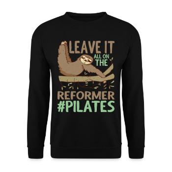 Leave It All On The Reformer #pilates 9 - Unisex Pullover - Schwarz - Vorne - Alina (178cm) & Michal (187cm)