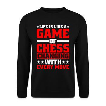 Life Is Like A Game Of Chess - Unisex Pullover - Schwarz - Vorne - Alina (178cm) & Michal (187cm)