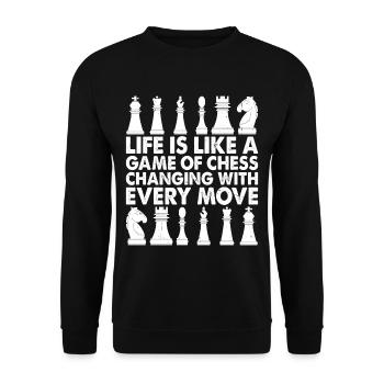 Life Is Like A Game Of Chess 4 - Unisex Pullover - Schwarz - Vorne - Alina (178cm) & Michal (187cm)