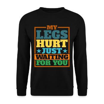 Mes jambes me font mal juste en attendant toi 17 - Sweat-shirt Unisexe - noir - Devant - Alina (178cm) & Michal (187cm)