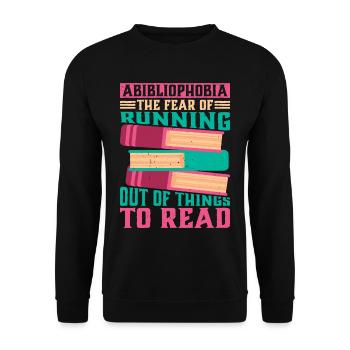 Abibliophobia, Running Out Of Things To Read 2 - Unisex Sweatshirt - black - Front - Alina (178cm) & Michal (187cm)