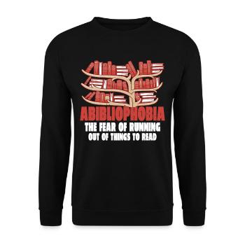 Abibliophobia, Running Out Of Things To Read 3 - Unisex Sweatshirt - black - Front - Alina (178cm) & Michal (187cm)