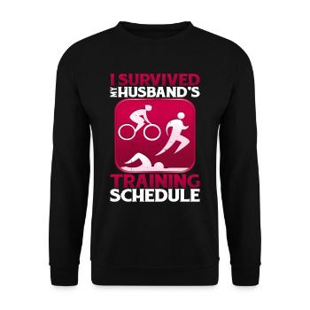 I Survived My Husband's Training Schedule 20 - Unisex Pullover - Schwarz - Vorne - Alina (178cm) & Michal (187cm)